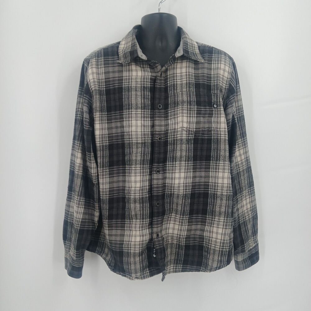 mens Marmot Gray Black Plaid Fleece Lined Flannel Shirt Jacket Size XL